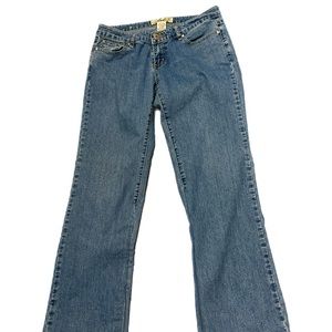 Lachilotta Womens Misses Blue Denim Bootcut Jeans Embroidered Pockets Sz7